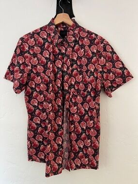14th & Union Men's Short-Sleeve Pomegranate Print Shirt - Red & Black
